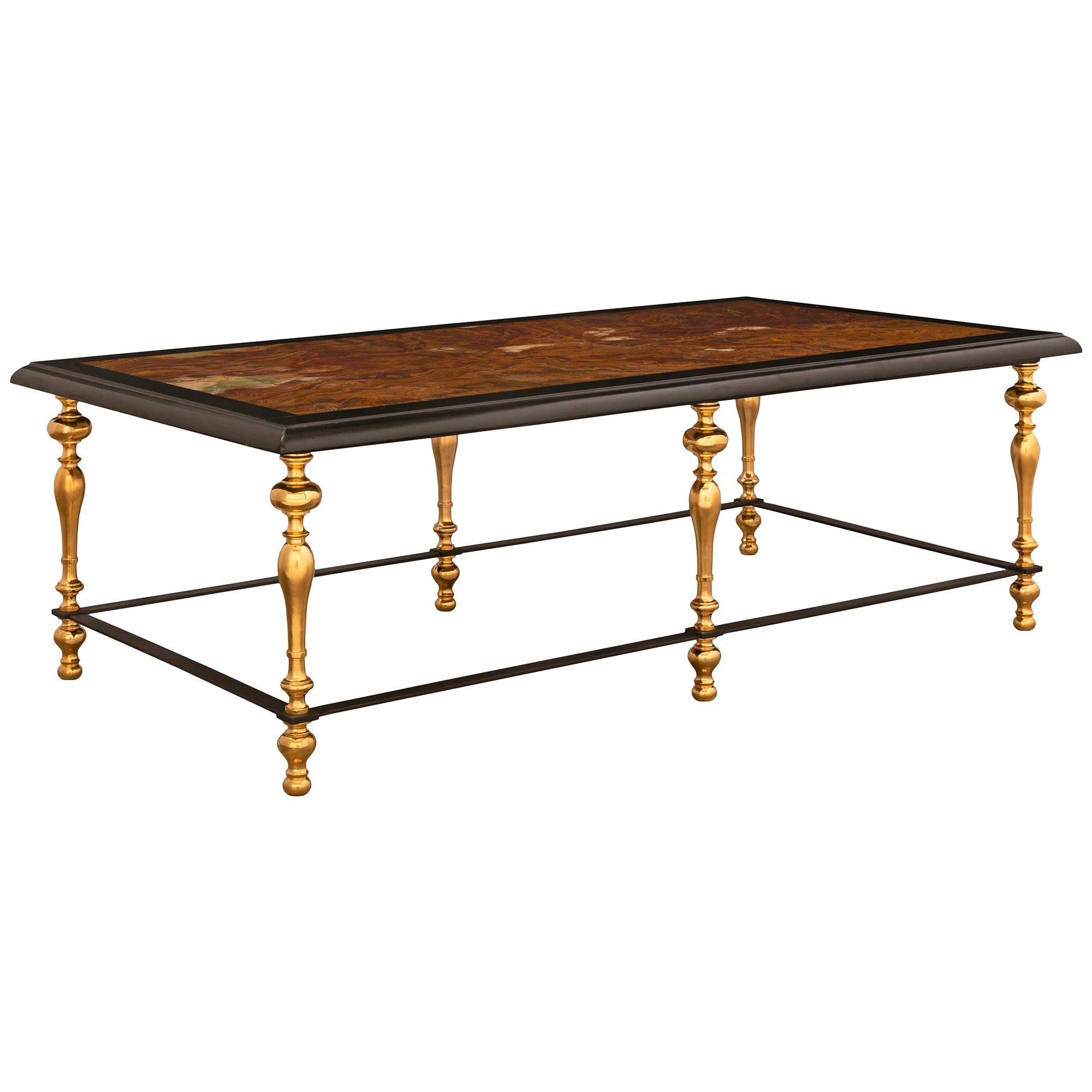 Unknown Continental 19th Century Louis XIV St. Bronze, Marble, and Ormolu Coffee Table For Sale