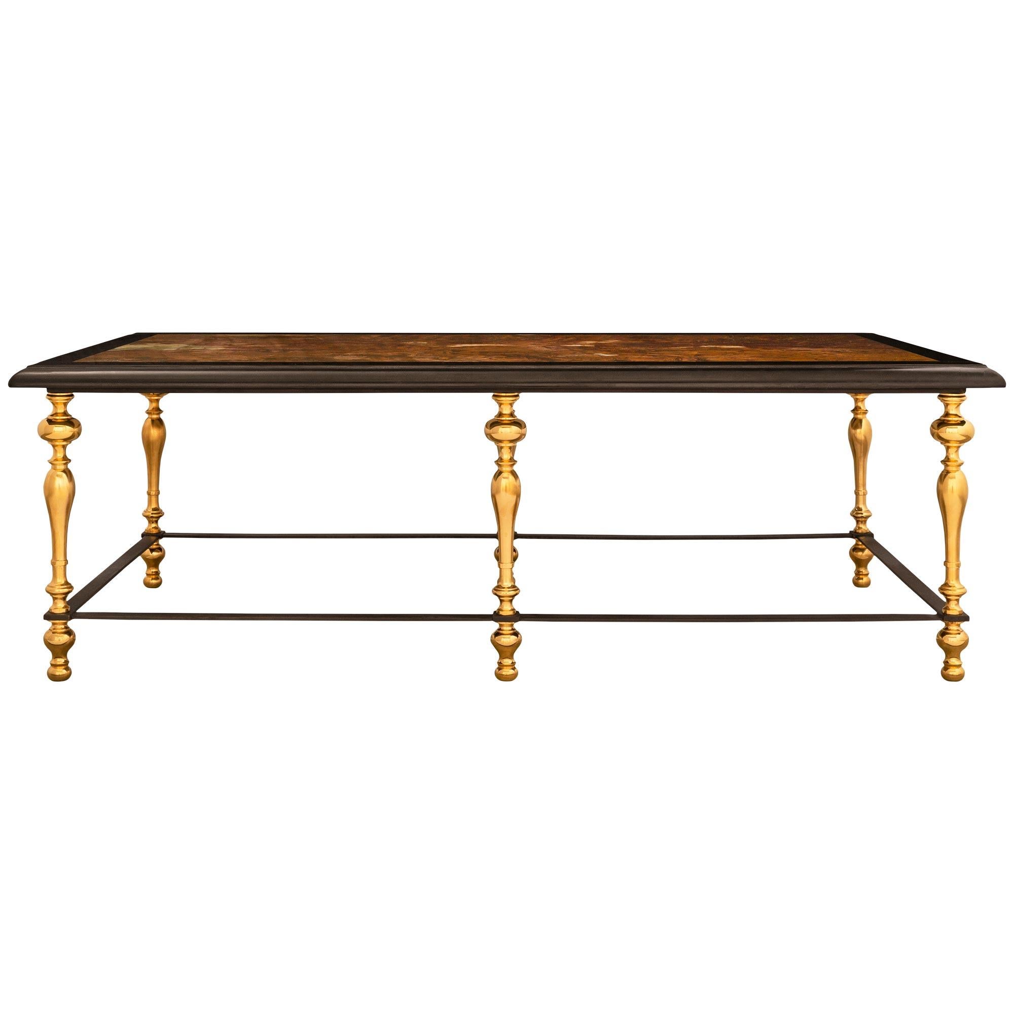 Continental 19th Century Louis XIV St. Bronze, Marble, and Ormolu Coffee Table For Sale 4