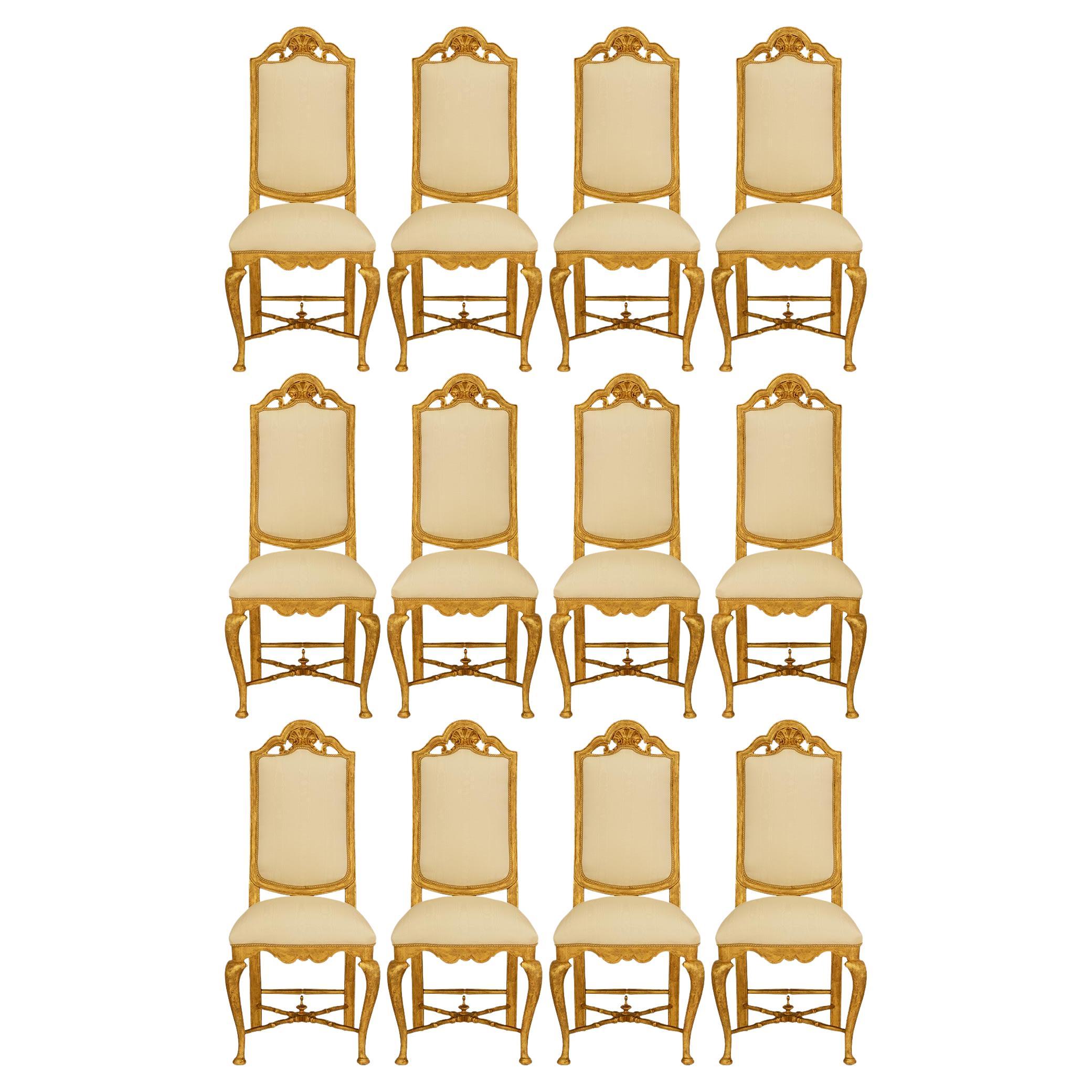 Continental 19th century Louis XV st. Giltwood dining chairs