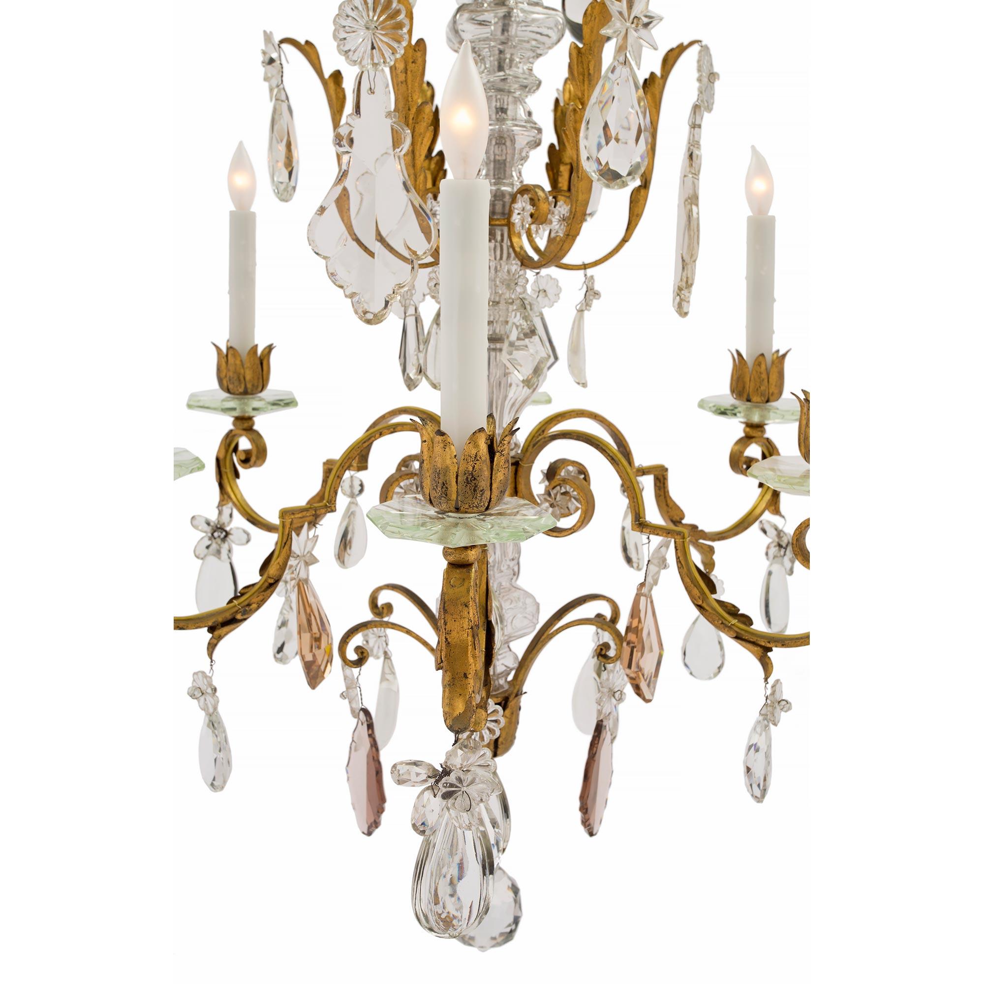 Unknown Continental 19th Century Louis XV Style Iron and Crystal Chandelier For Sale