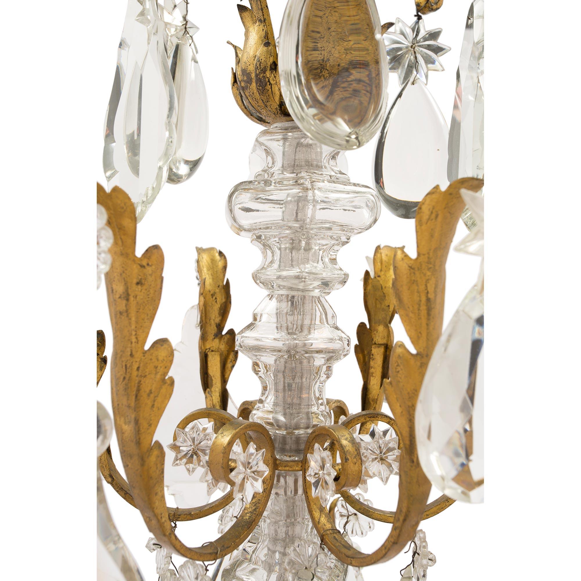 Continental 19th Century Louis XV Style Iron and Crystal Chandelier In Good Condition For Sale In West Palm Beach, FL