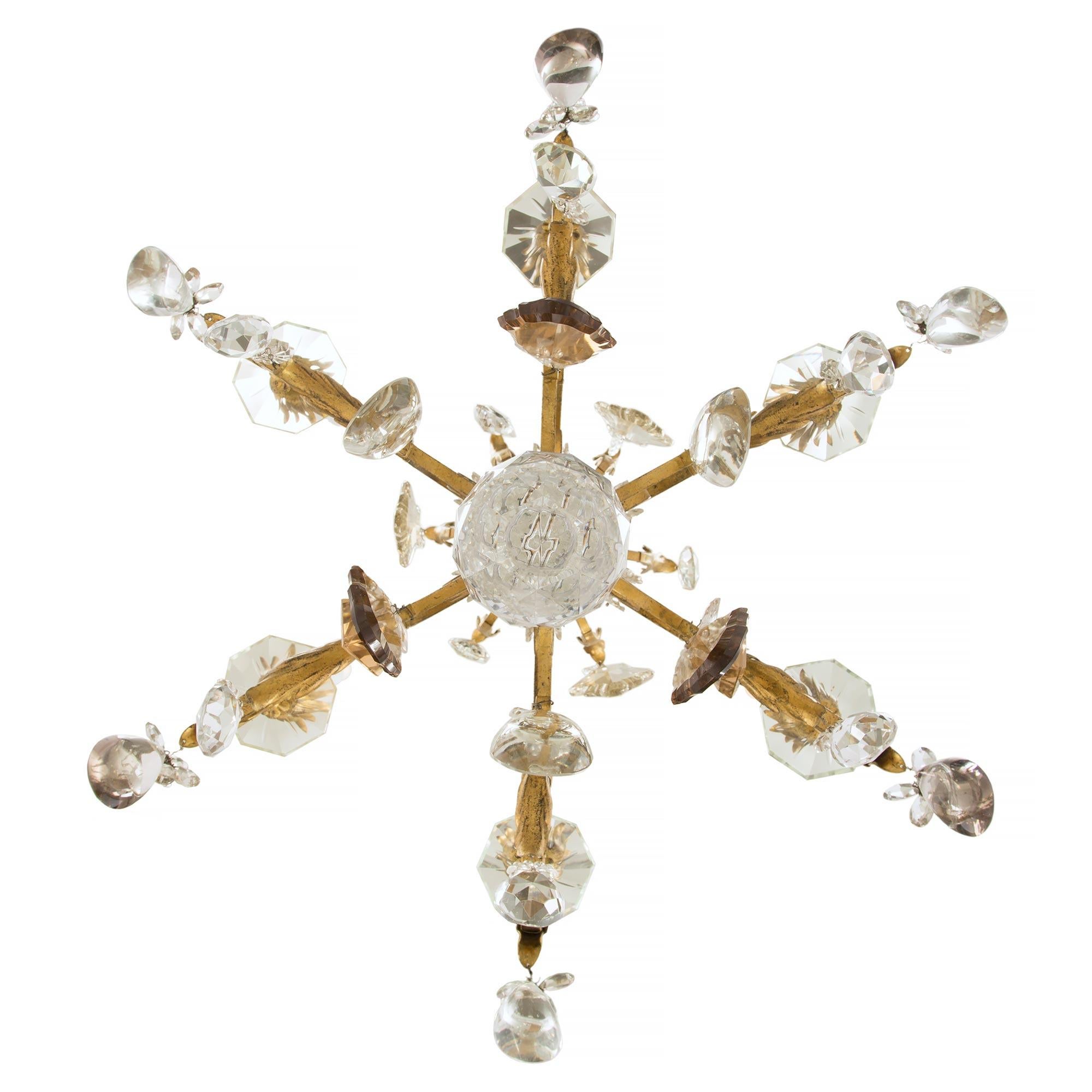 Continental 19th Century Louis XV Style Iron and Crystal Chandelier For Sale 3