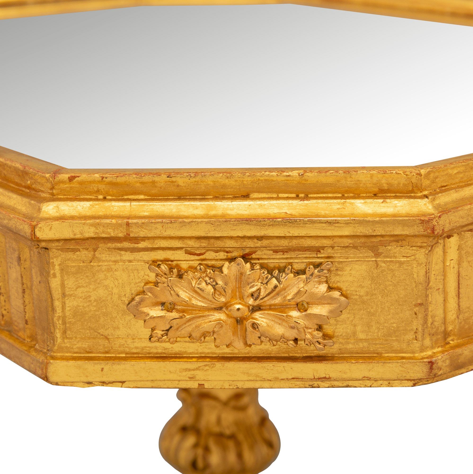 Mirror Continental 19th Century Louis XVI St. Giltwood, Ormolu And Marble Side Table