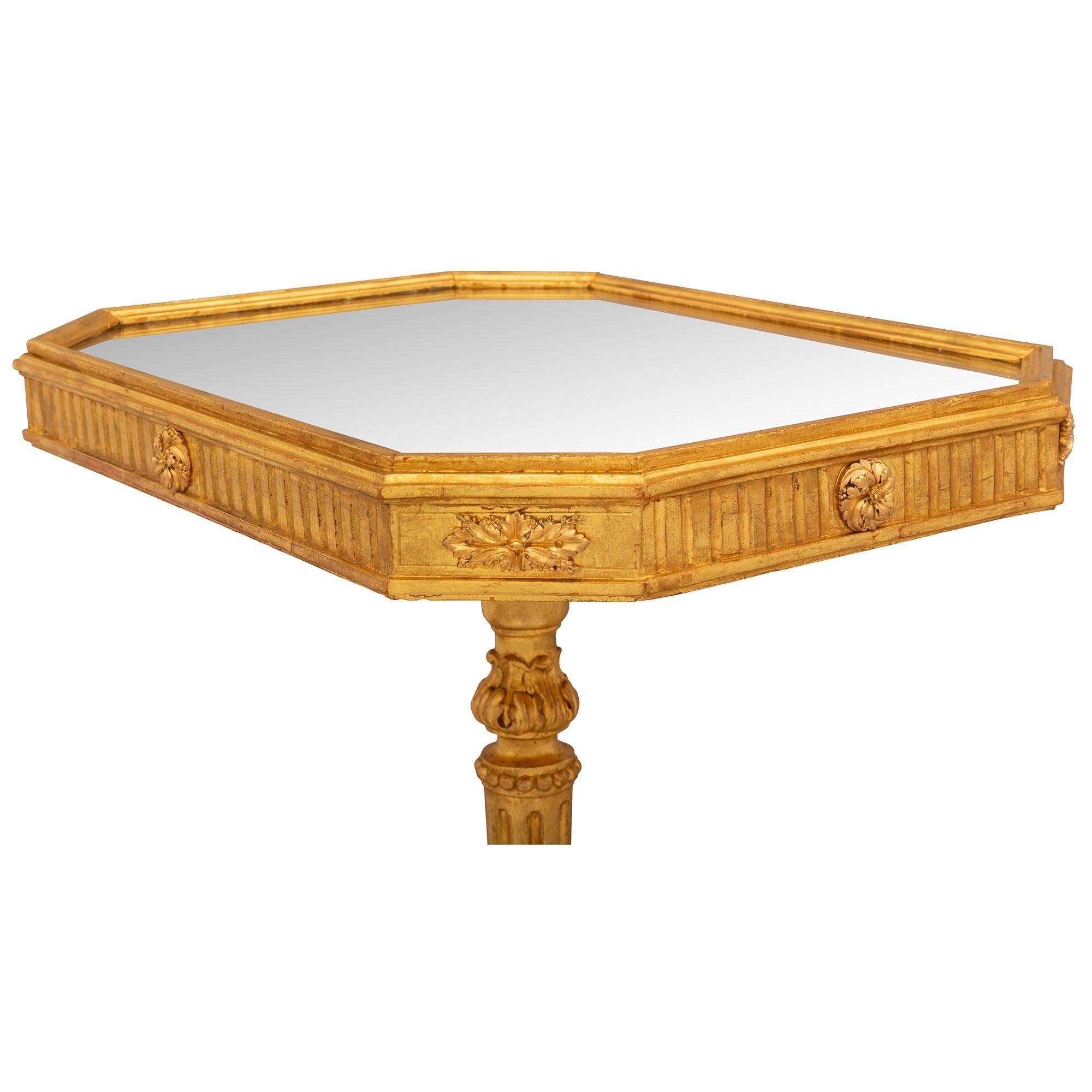 Continental 19th Century Louis XVI St. Giltwood, Ormolu And Marble Side Table 1