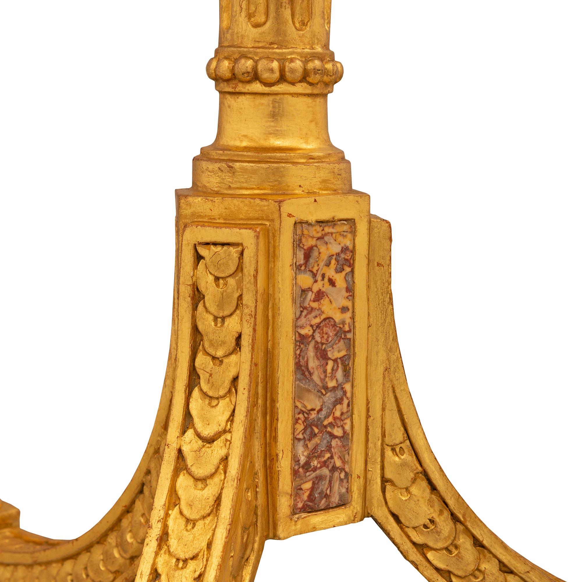 Continental 19th Century Louis XVI St. Giltwood, Ormolu And Marble Side Table 3