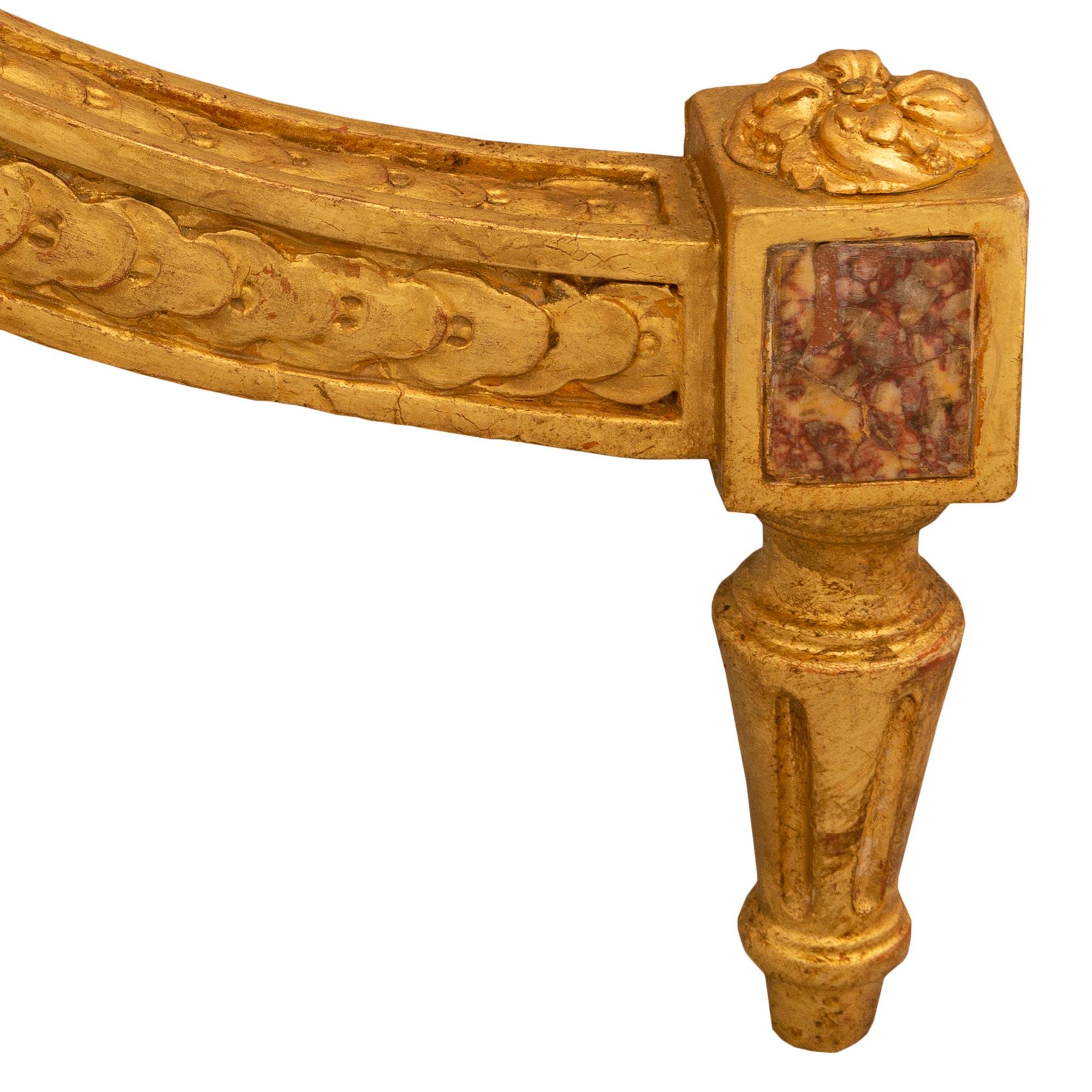 Continental 19th Century Louis XVI St. Giltwood, Ormolu And Marble Side Table 4