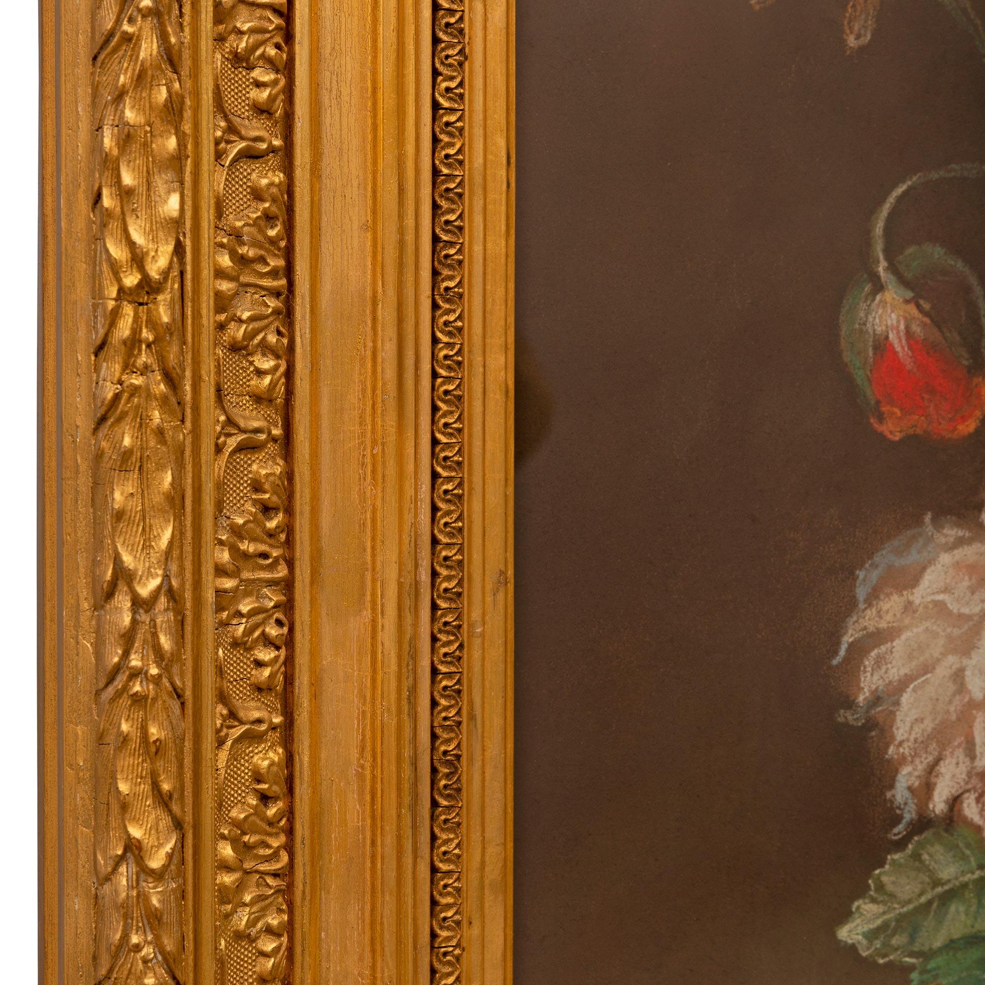 Kontinentales Pastell-Stillleben im Stil Louis XVI. des 19. Jahrhunderts in seinem Originalrahmen im Angebot 1