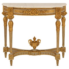 Continental 19th century Louis XVI st. Wood, Giltwood and marble console