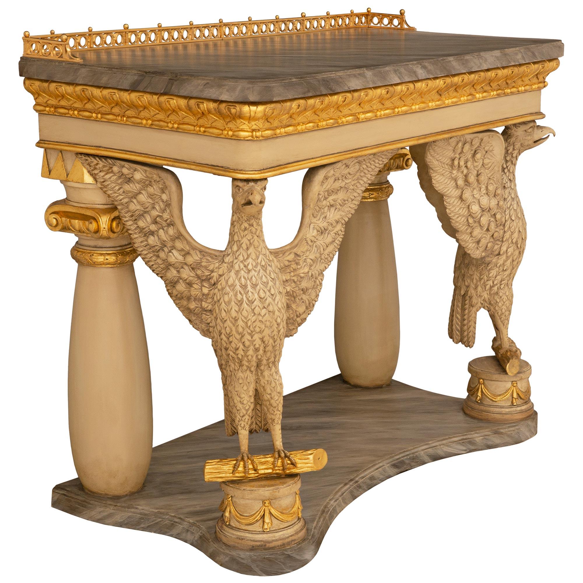 Neoclassical Continental 19th Century Neo-Classical St. Giltwood & Painted Wood Console For Sale