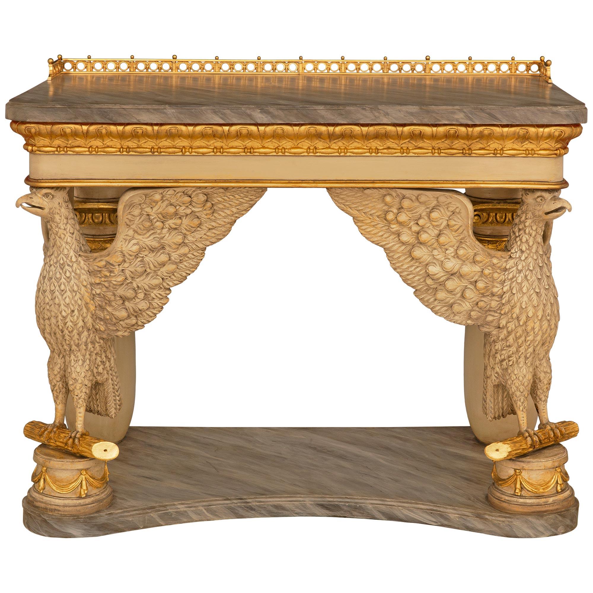 Continental 19th Century Neo-Classical St. Giltwood & Painted Wood Console For Sale 3