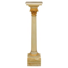 Antique Continental 19th century Neo-Classical st. Onyx and Ormolu pedestal/column