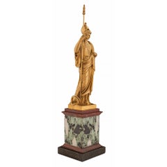 Continental 19th Century Neoclassical St. Ormolu and Marble Statue of Athena