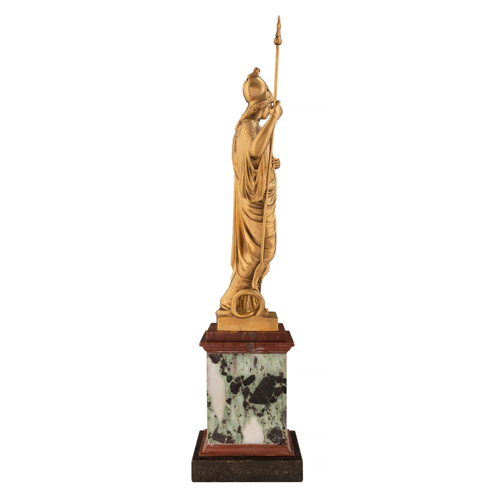 Unknown Continental 19th Century Neoclassical St. Ormolu and Marble Statue of Athena For Sale