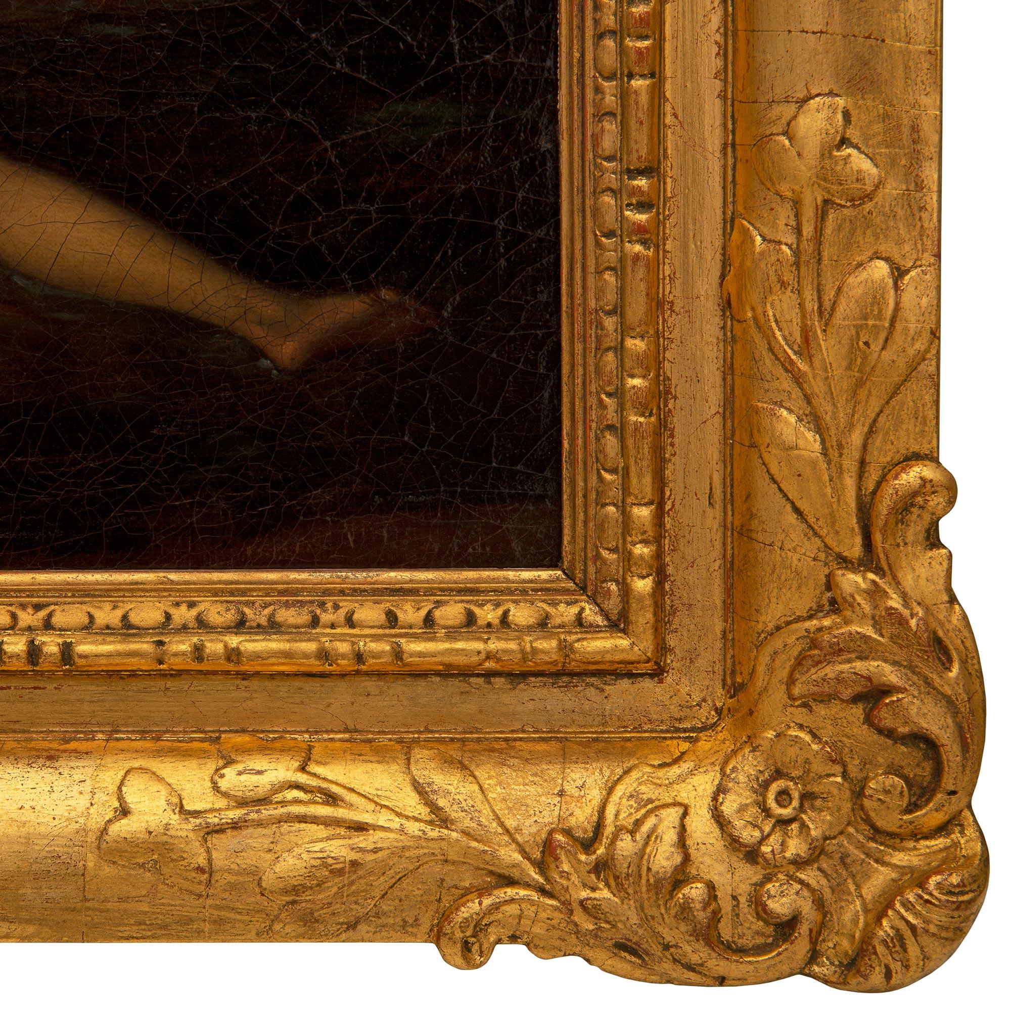 Continental 19th Century Oil On Canvas Painting In Its Original Giltwood Frame For Sale 5