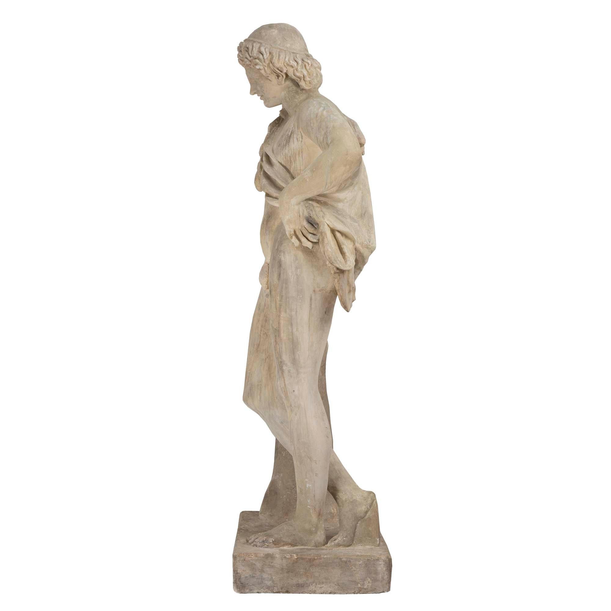 Unknown Continental 19th Century Plaster Statue of a Young Hunter For Sale