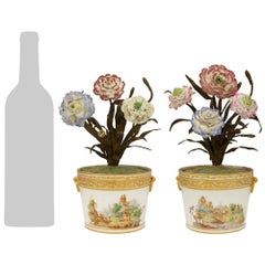 Continental 19th century Porcelain and Bronze flower pots