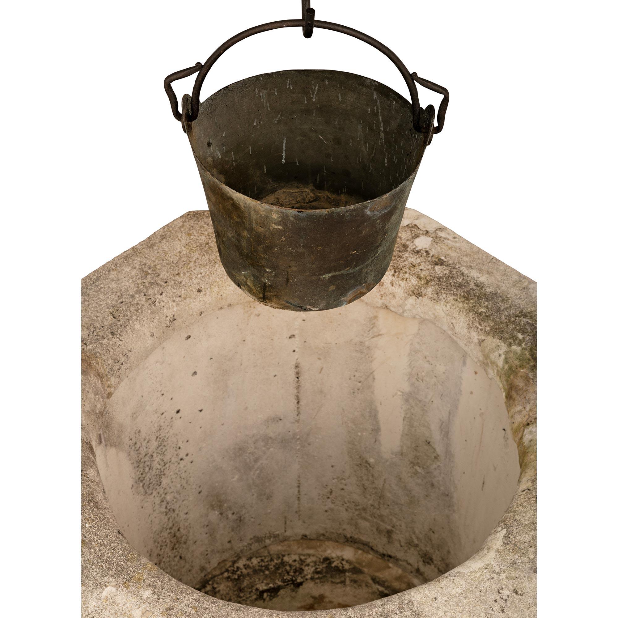 Continental 19th Century Renaissance St. Composite Stone And Wrought Iron Well For Sale 8