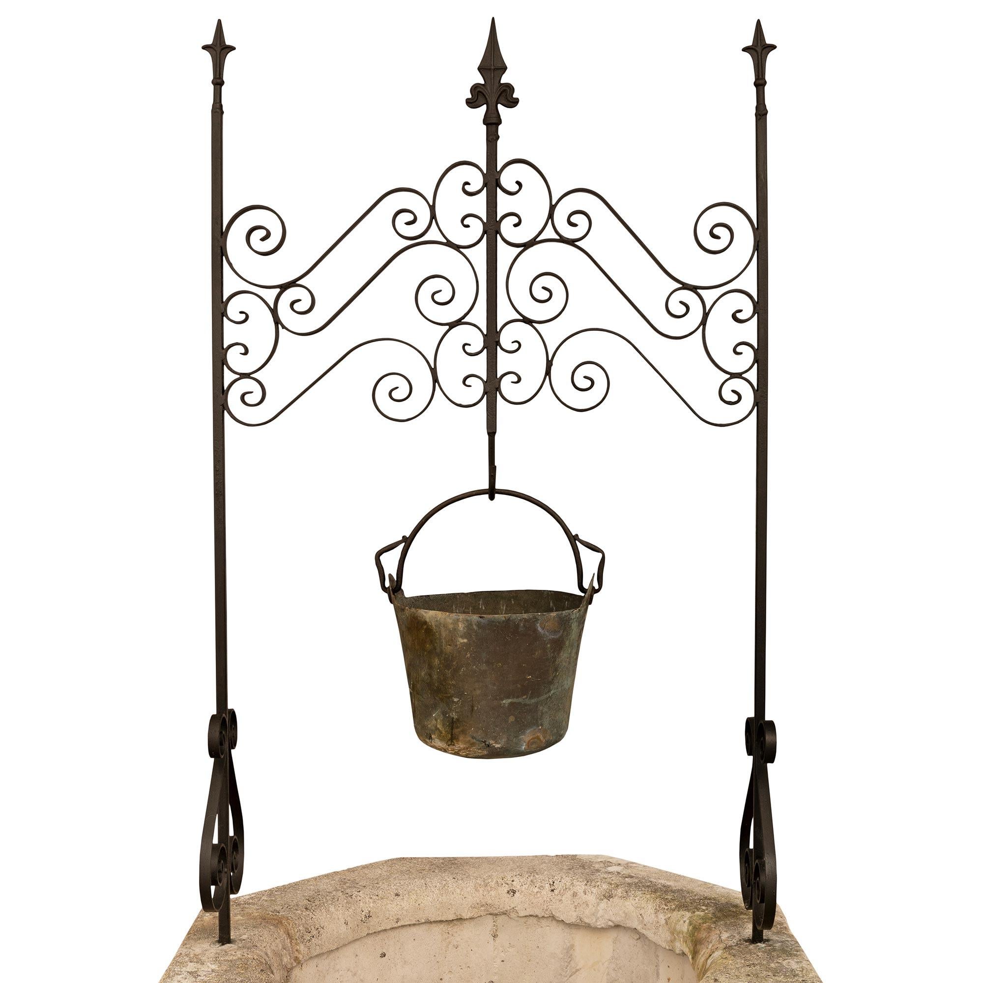Continental 19th Century Renaissance St. Composite Stone And Wrought Iron Well For Sale 1
