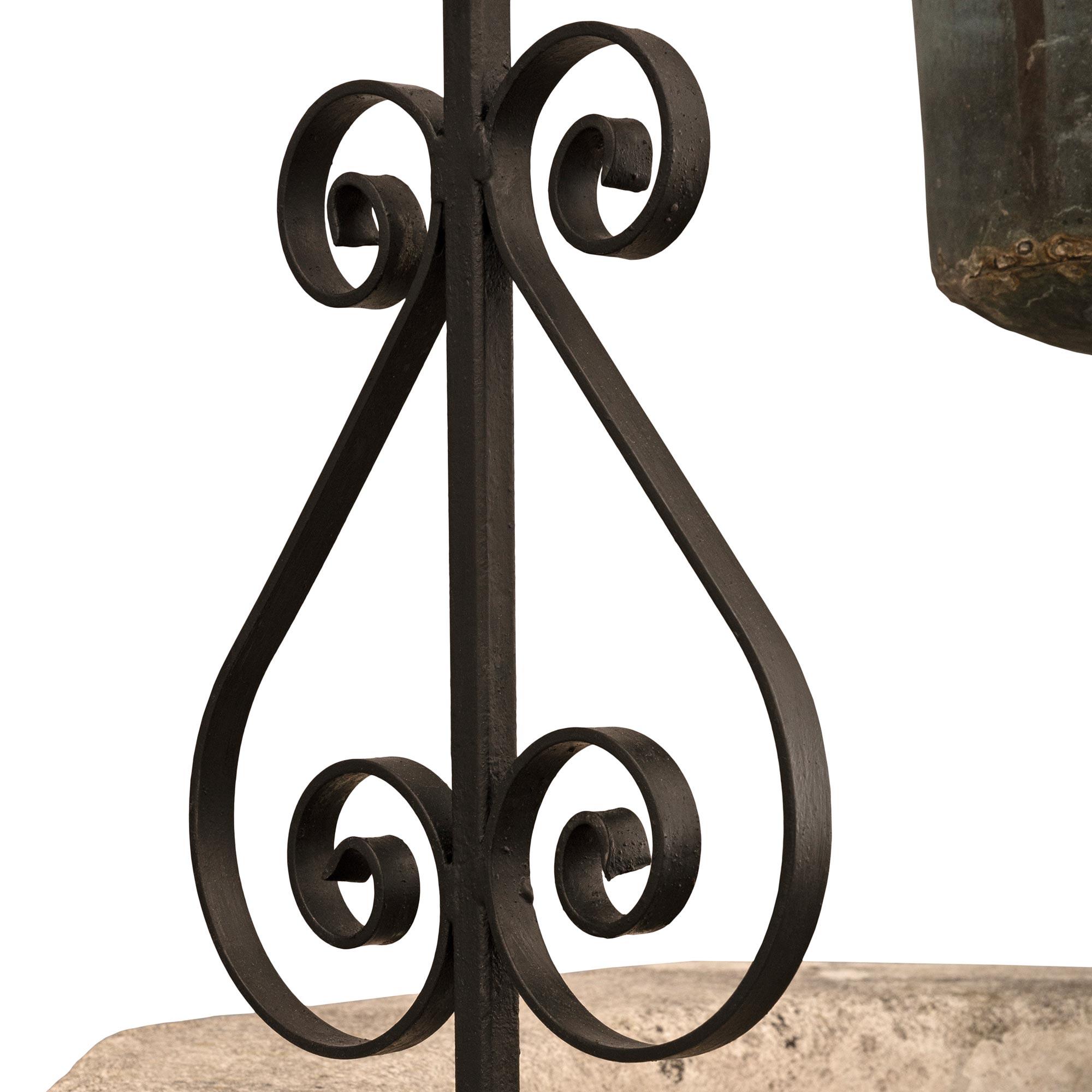 Continental 19th Century Renaissance St. Composite Stone And Wrought Iron Well For Sale 3