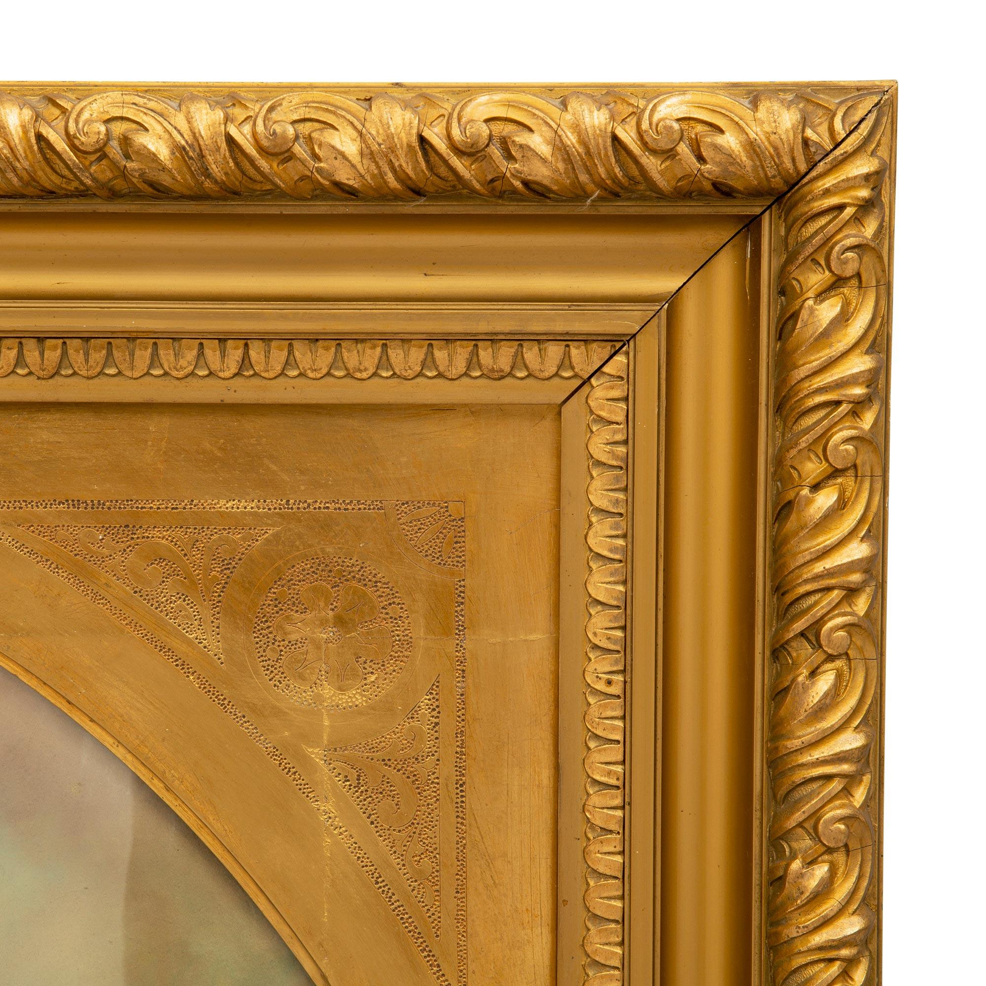 Continental 19th Century Signed Pastel Within a Giltwood Frame 1