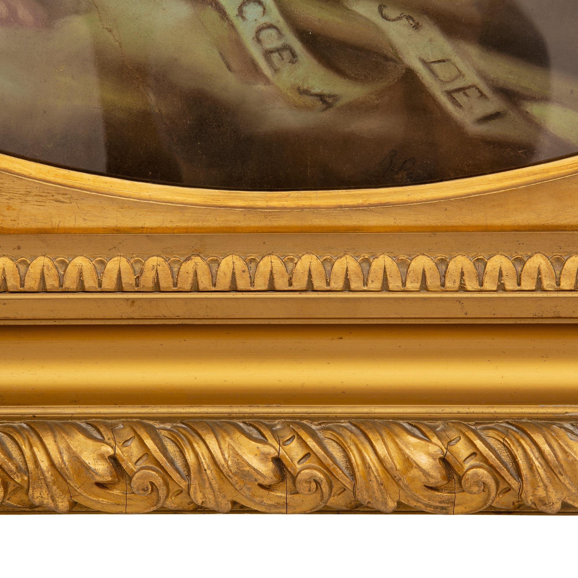 Continental 19th Century Signed Pastel Within a Giltwood Frame 2