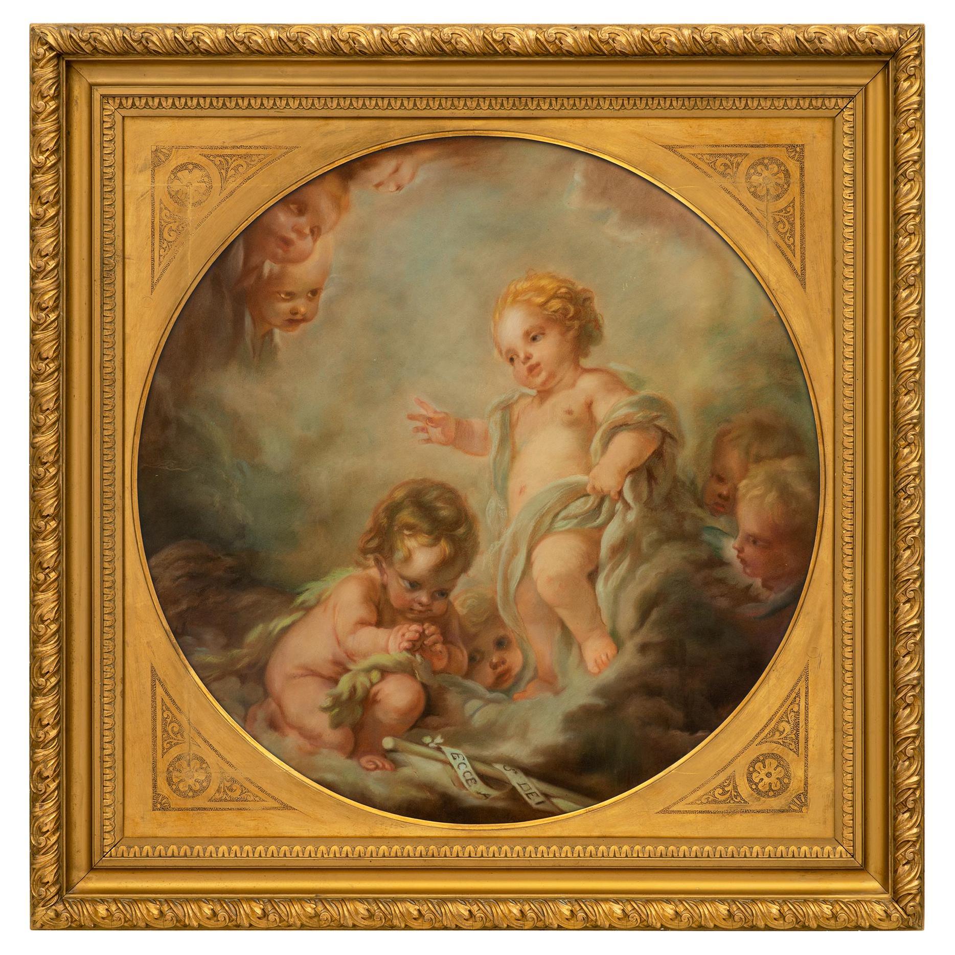Continental 19th Century Signed Pastel Within a Giltwood Frame