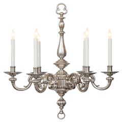 Continental 19th Century Silvered Bronze Six Arm Chandelier