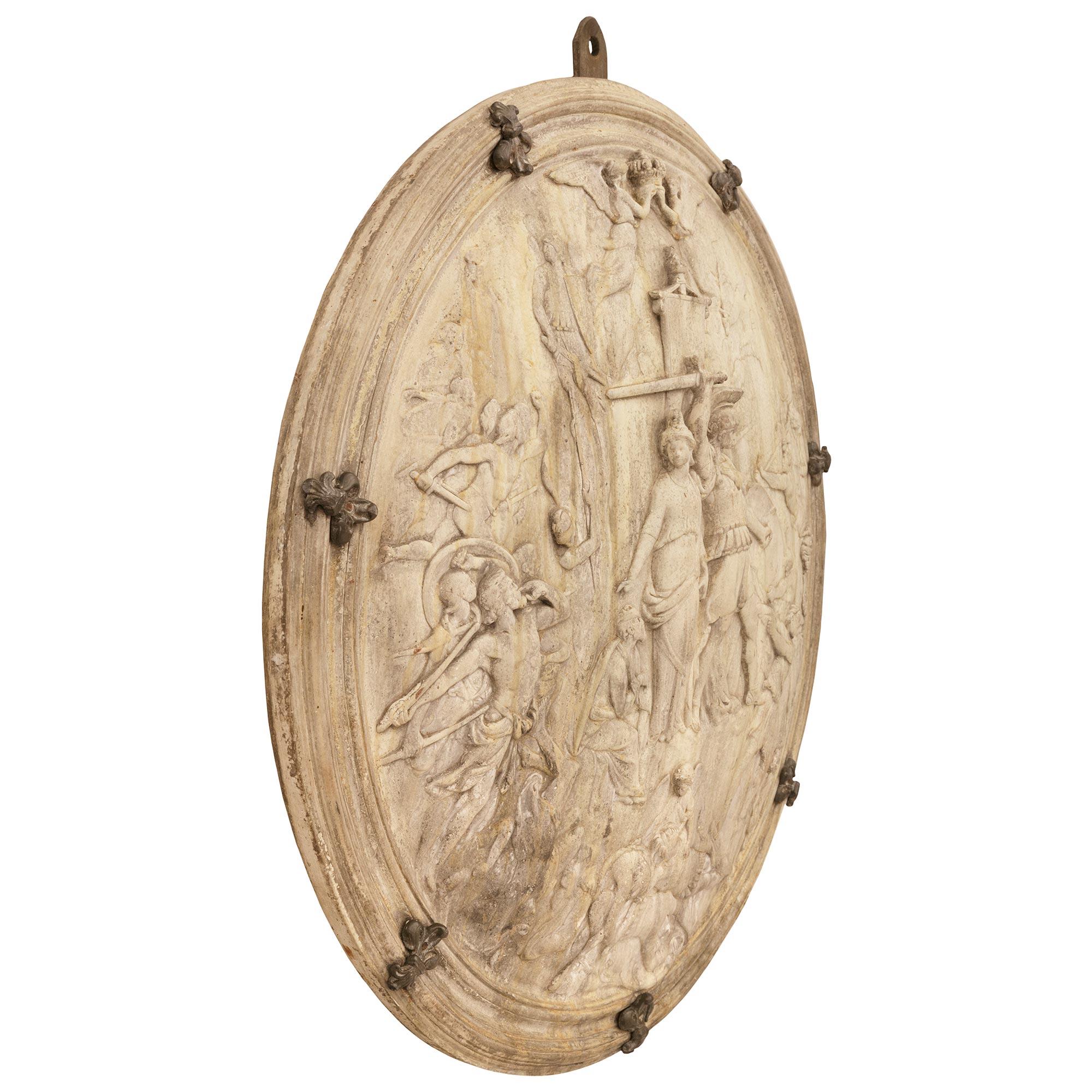 Placa de piedra y bronce del siglo XIX continental Desconocido en venta
