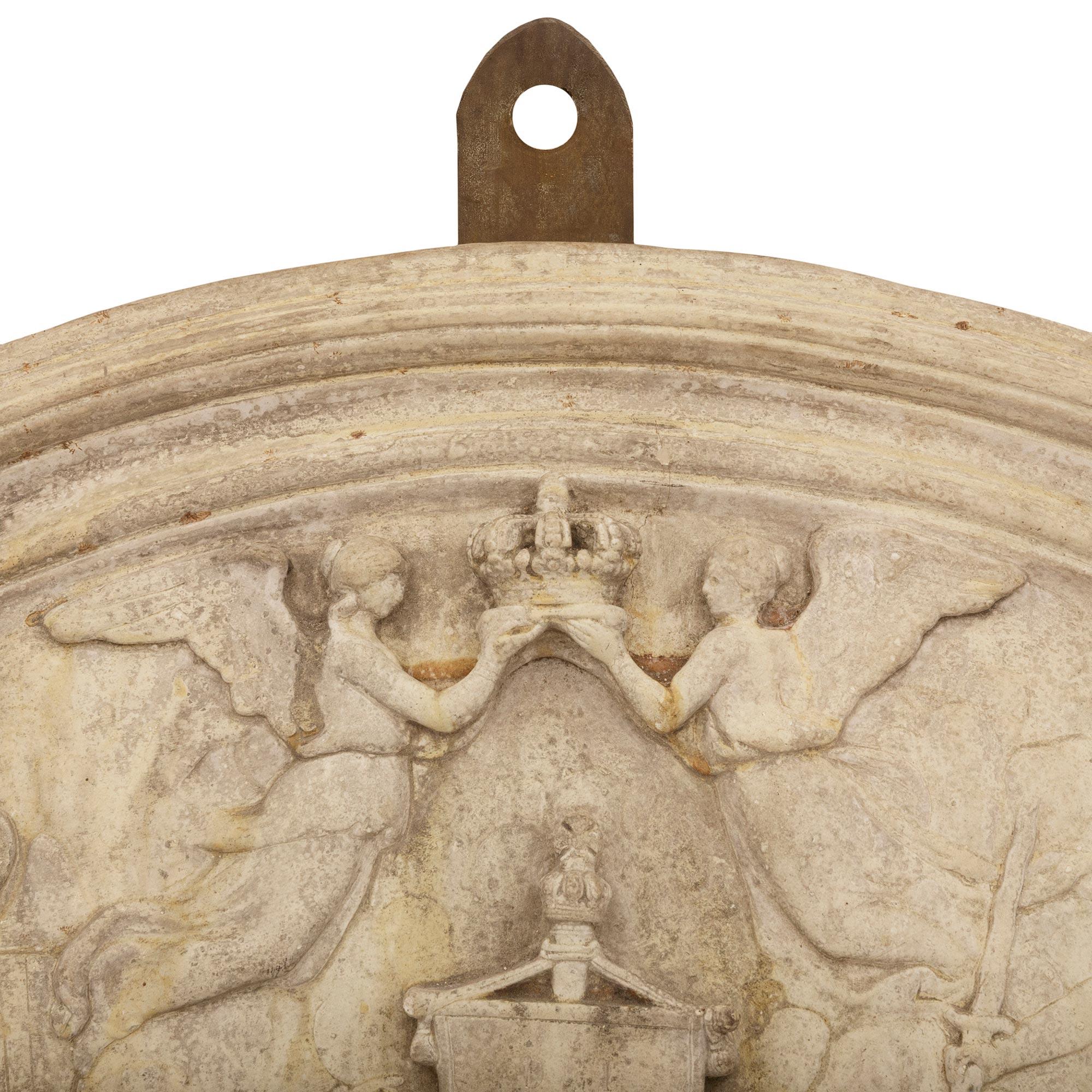 Placa de piedra y bronce del siglo XIX continental en Bueno estado para la venta en West Palm Beach, FL