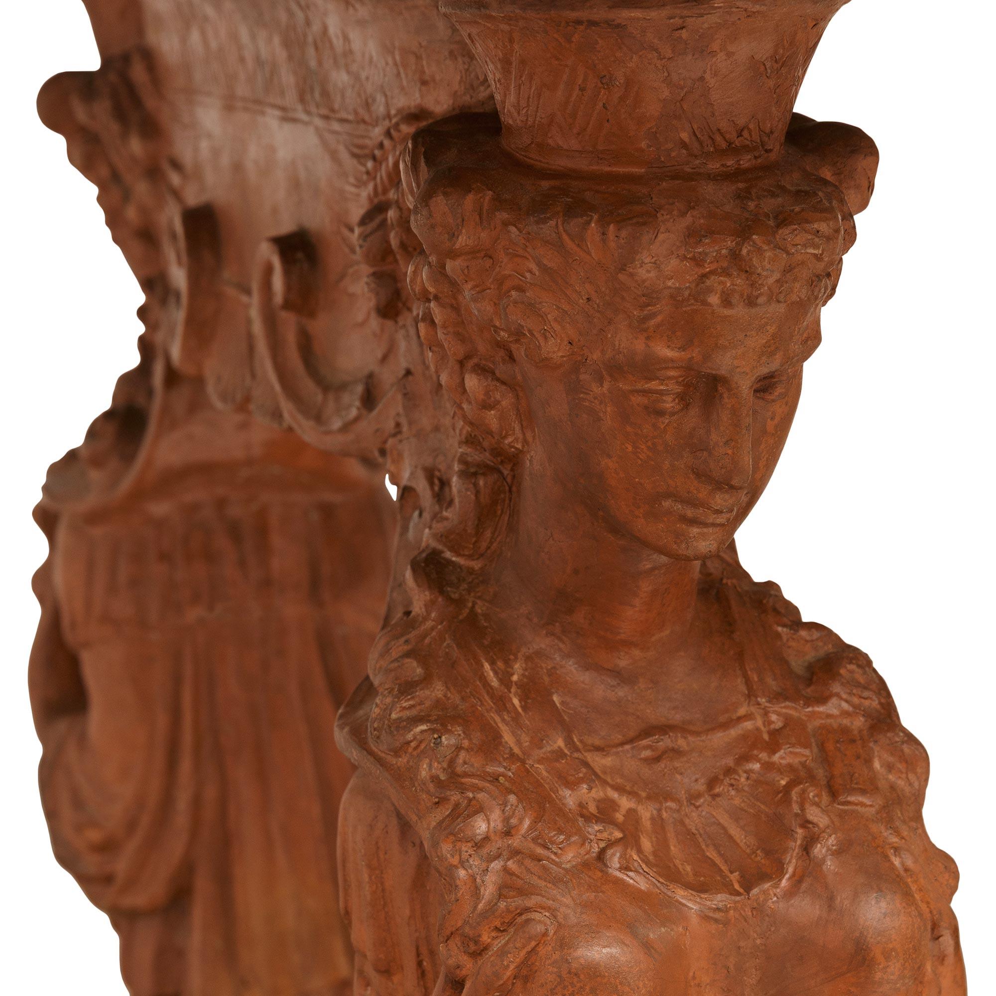 19th Century Continental 19th century Terra Cotta and marble center table For Sale