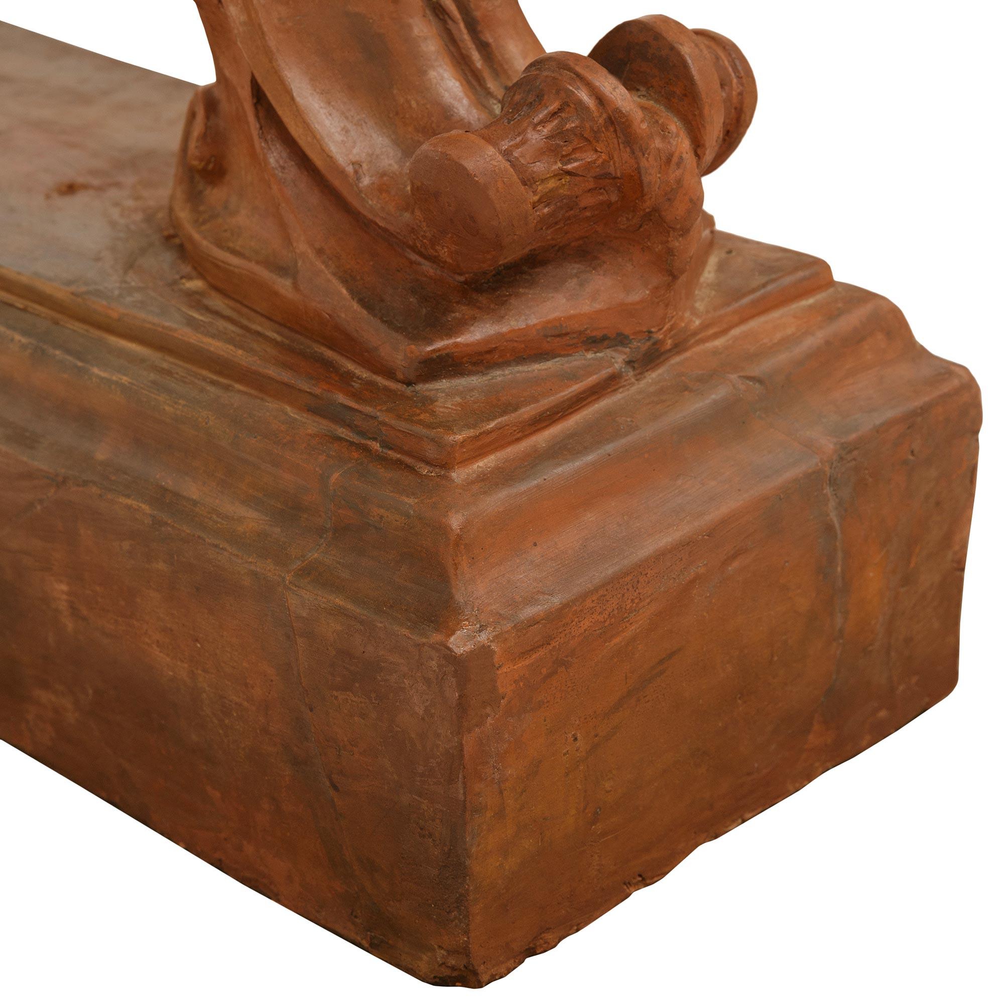 Continental 19th century Terra Cotta and marble center table For Sale 1