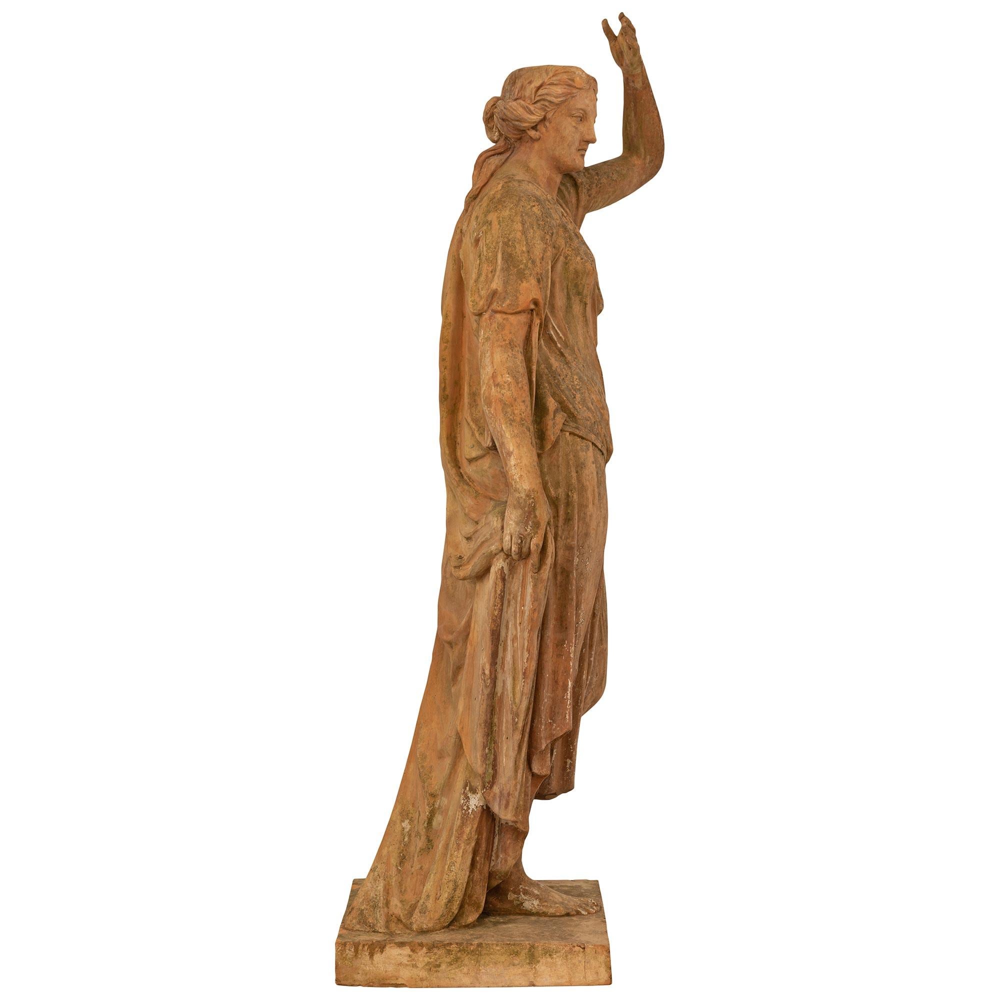 Continental 19th century Terra Cotta statue In Good Condition For Sale In West Palm Beach, FL