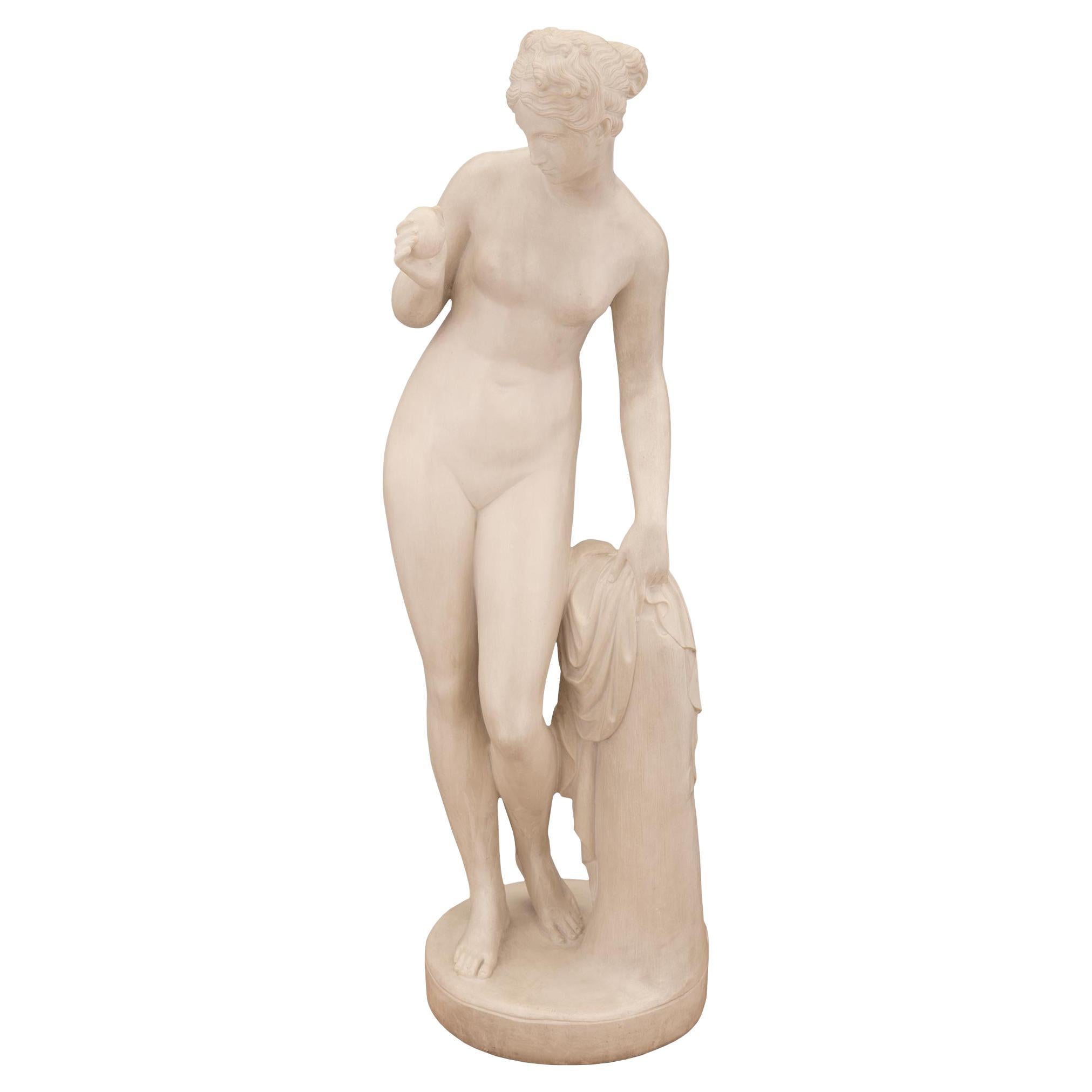Continental 19th Century White Carrara Marble Statue of Venus