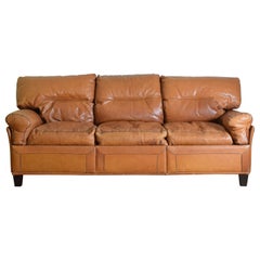 Vintage Continental 3-Cushion Leather Sofa, Second Half of the 20th Century