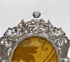 Continental 800 Silver Pierced Cherub Photo Frame, circa 1900