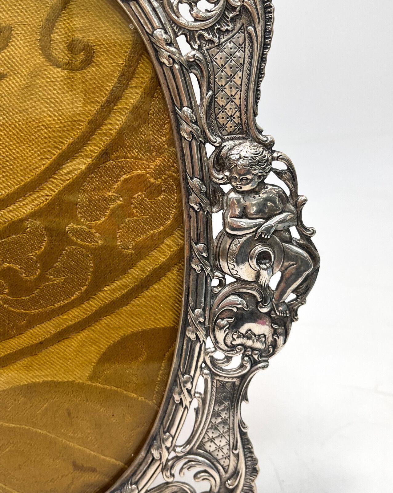  Continental 800 Silber Durchbrochener Cherub Fotorahmen, um 1900 im Zustand „Gut“ im Angebot in Gardena, CA