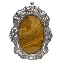 Antique  Continental 800 Silver Pierced Cherub Photo Frame, circa 1900