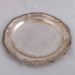 Continental Bohemian .800 Silver Serving Tray with Foliate Rim, circa 1940