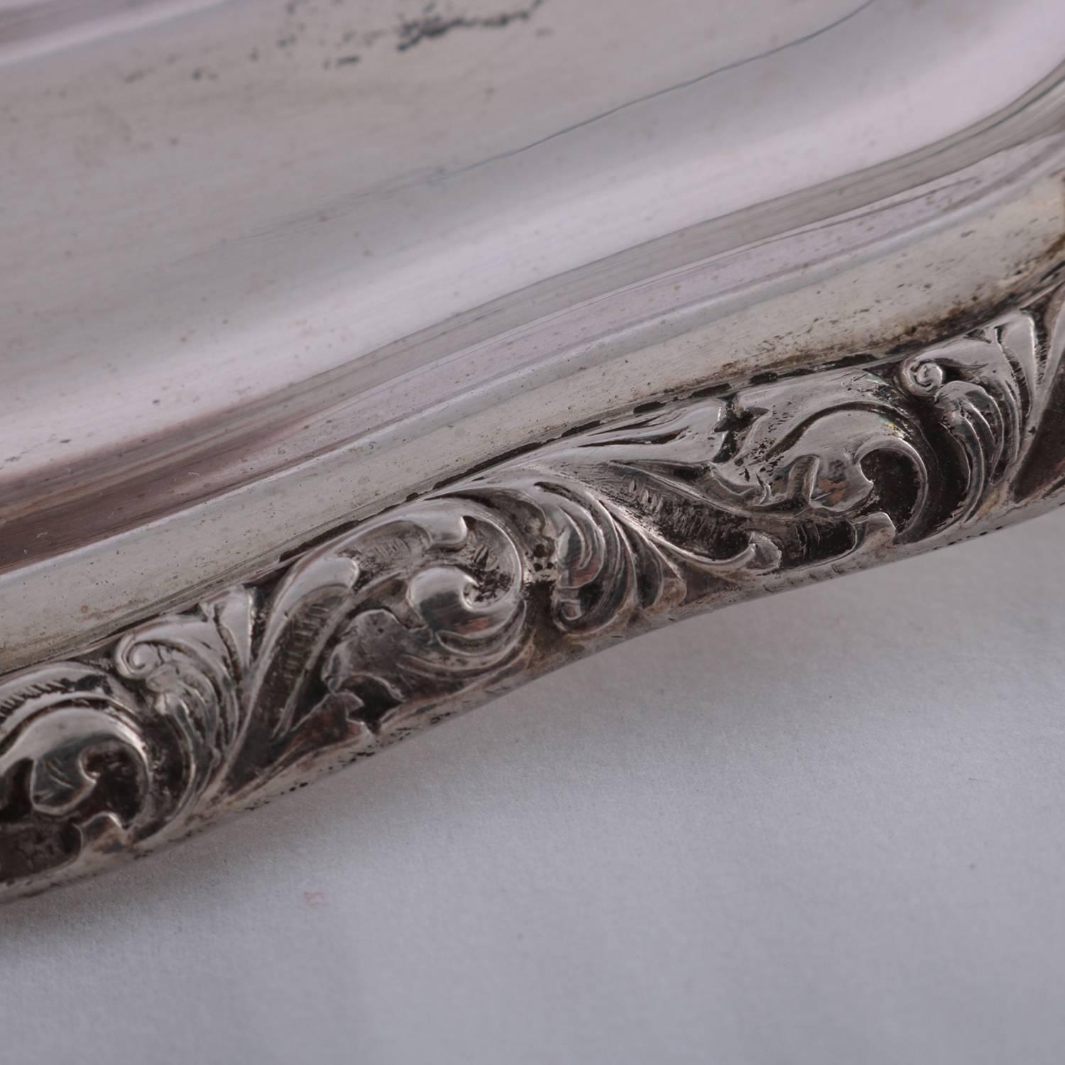 Continental Bohemian .800 Silver Serving Tray with Foliate Rim, circa 1940 4