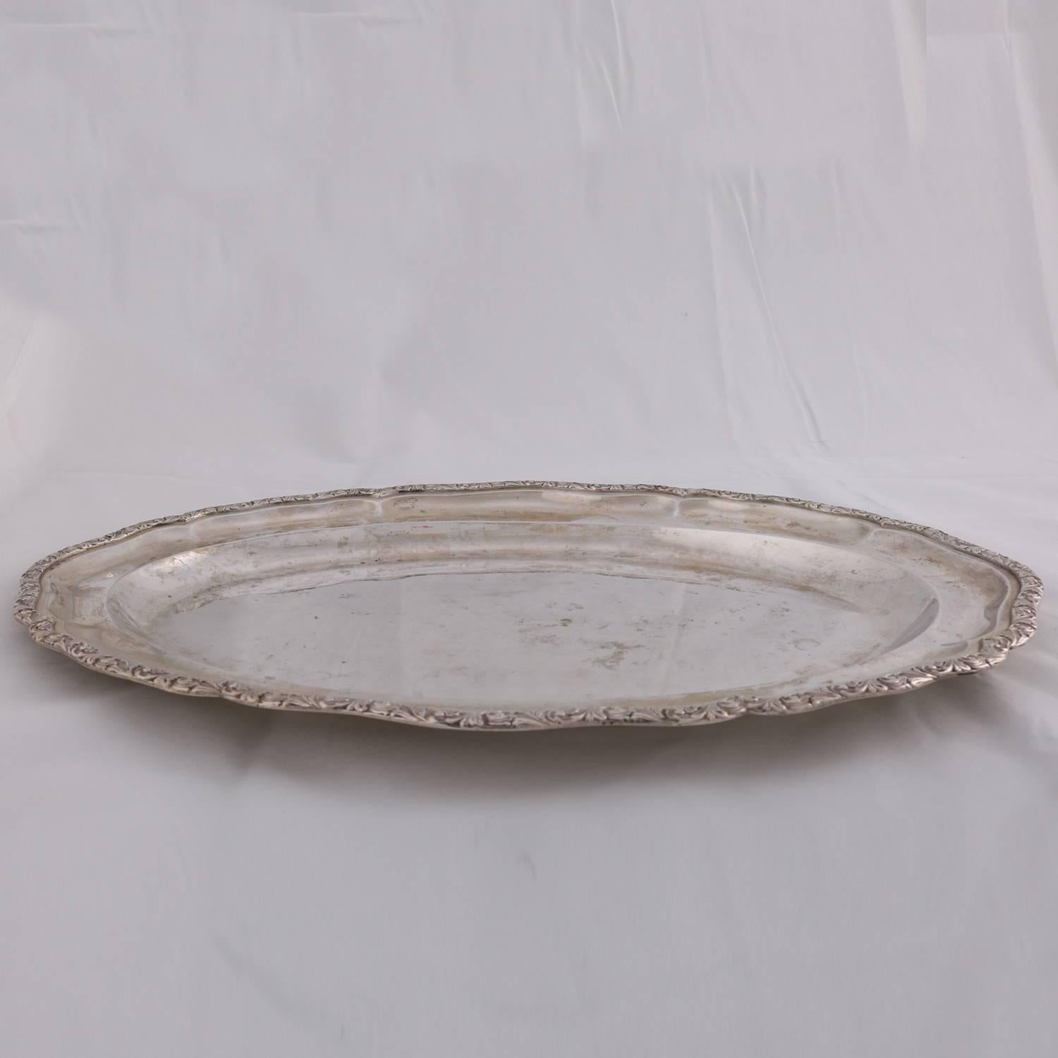 Continental Bohemian .800 Silver Serving Tray with Foliate Rim, circa 1940 5