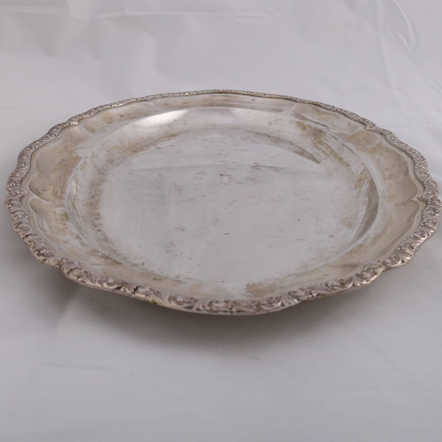 Continental Bohemian .800 Silver Serving Tray with Foliate Rim, circa 1940 6