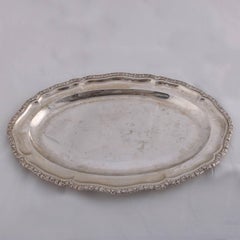 Continental Bohemian .800 Silver Serving Tray with Foliate Rim, circa 1940