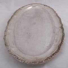 Continental Bohemian .800 Silver Serving Tray with Foliate Rim, circa 1940