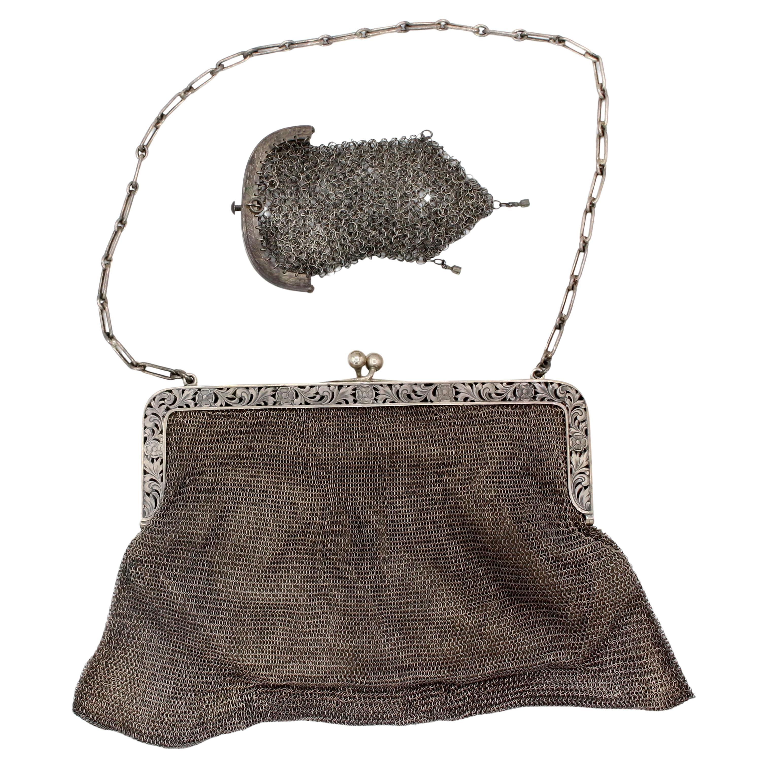 Continental 800 Standard Silver Purse, late 19th-early 20th century For Sale