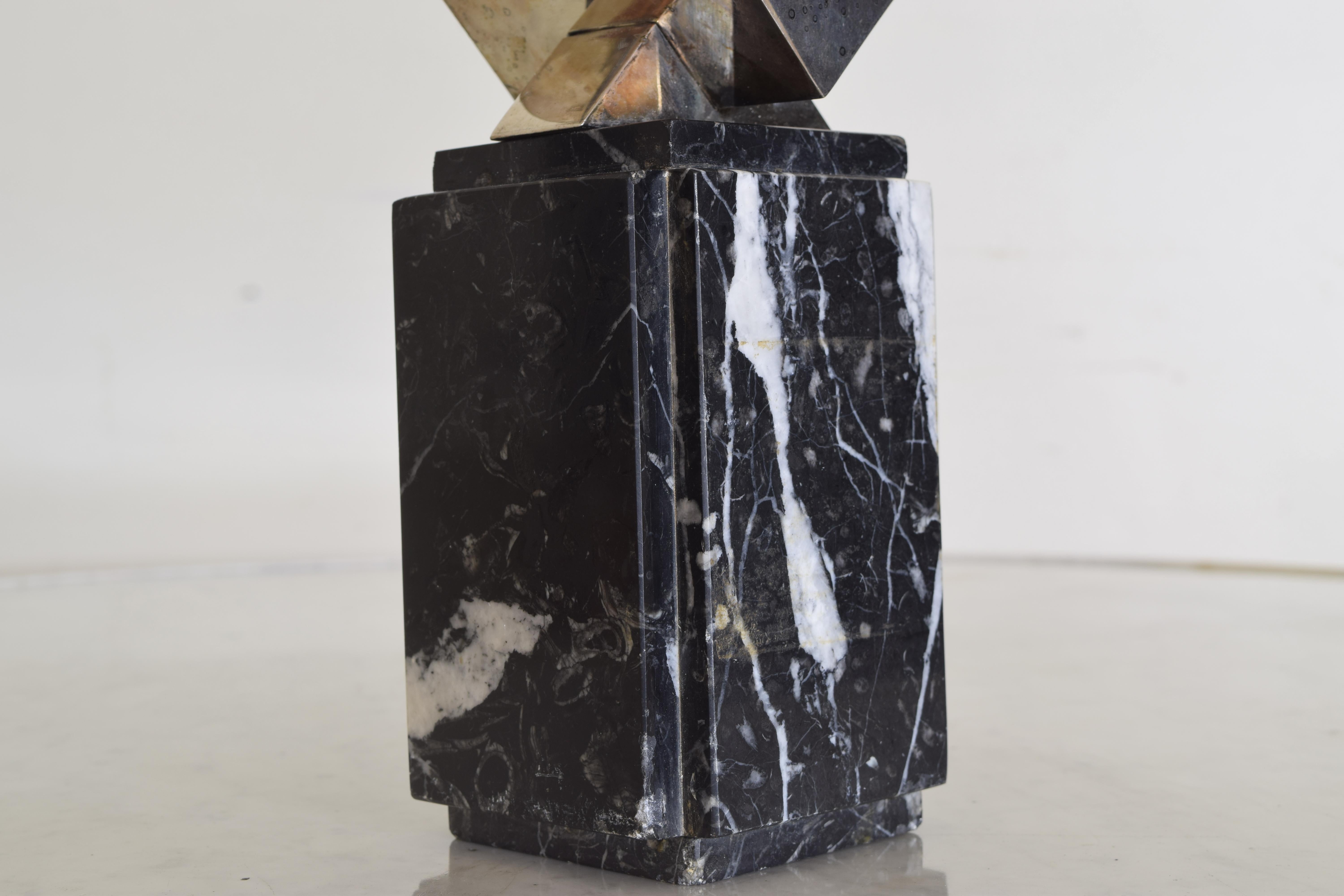 Continental Abstract Sculpture of Marble & Silver Plate, 3rd Quarter 20th Cen. For Sale 1