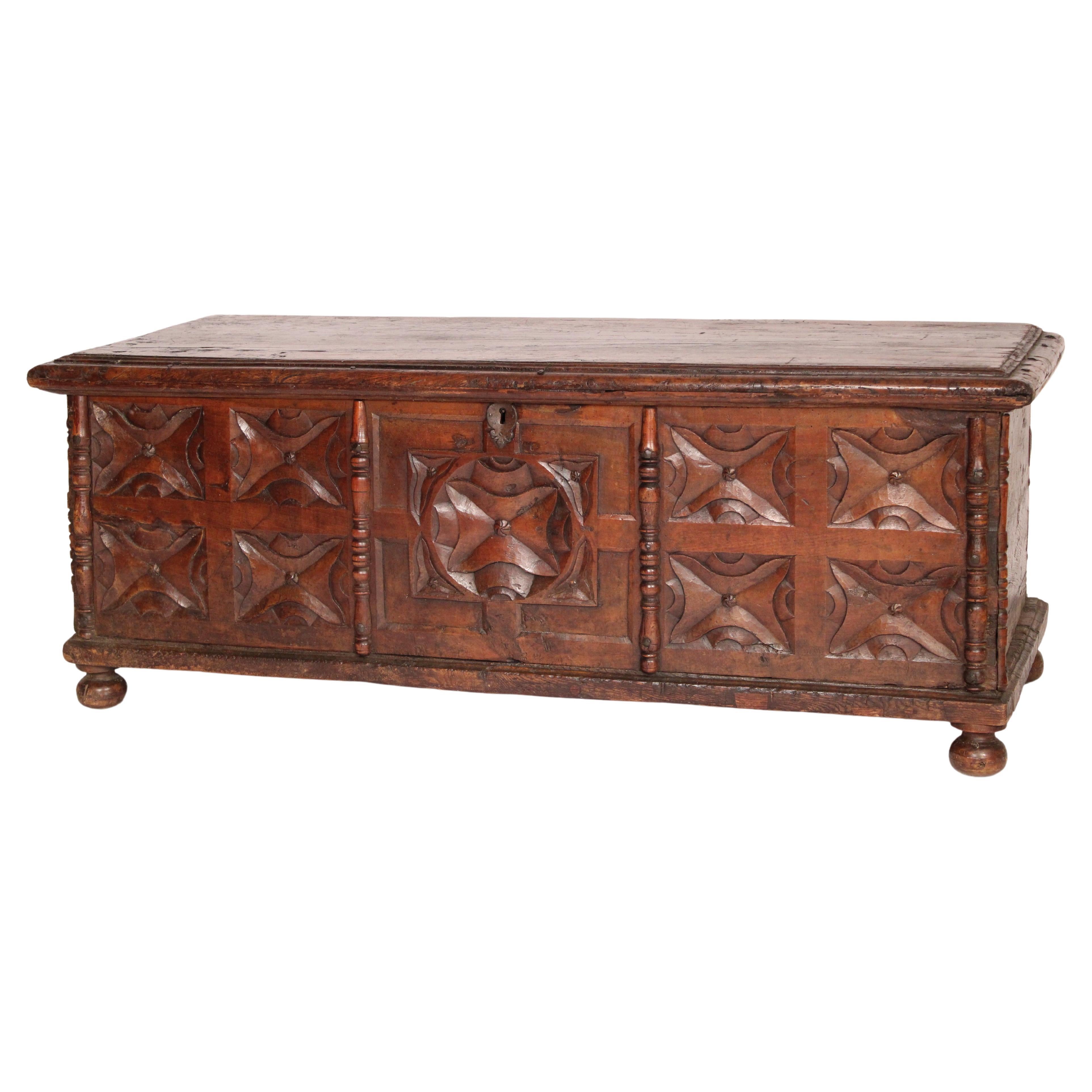 Continental Antique Baroque Style Trunk For Sale