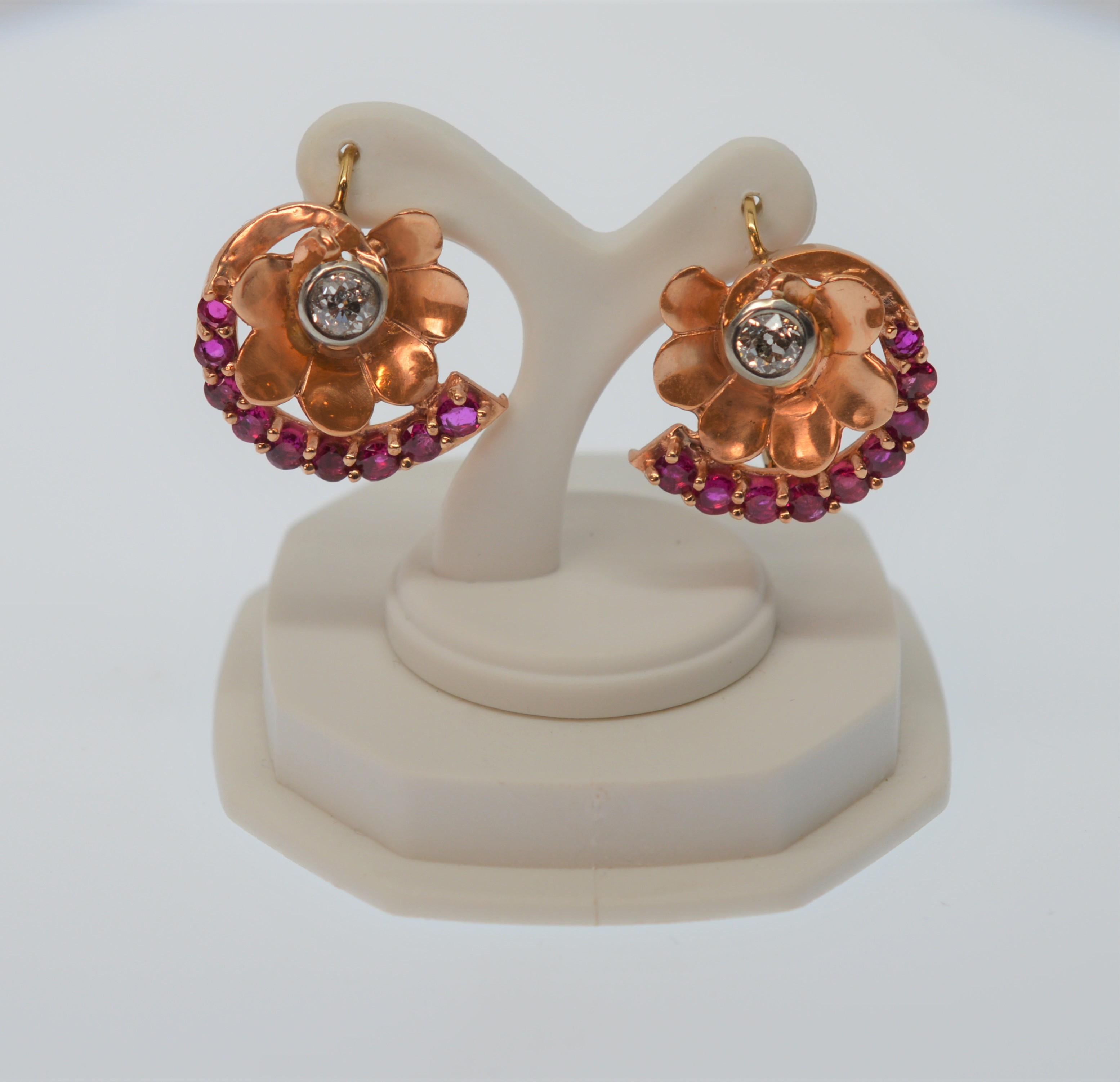 vintage ruby drop earrings