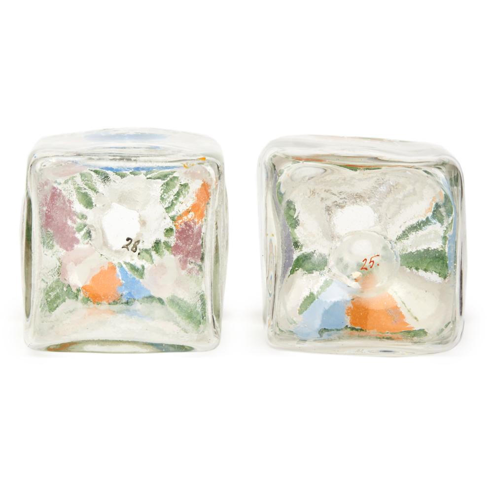 Continental Antique Floral Enamelled Glass Decanters, 19th Century 2