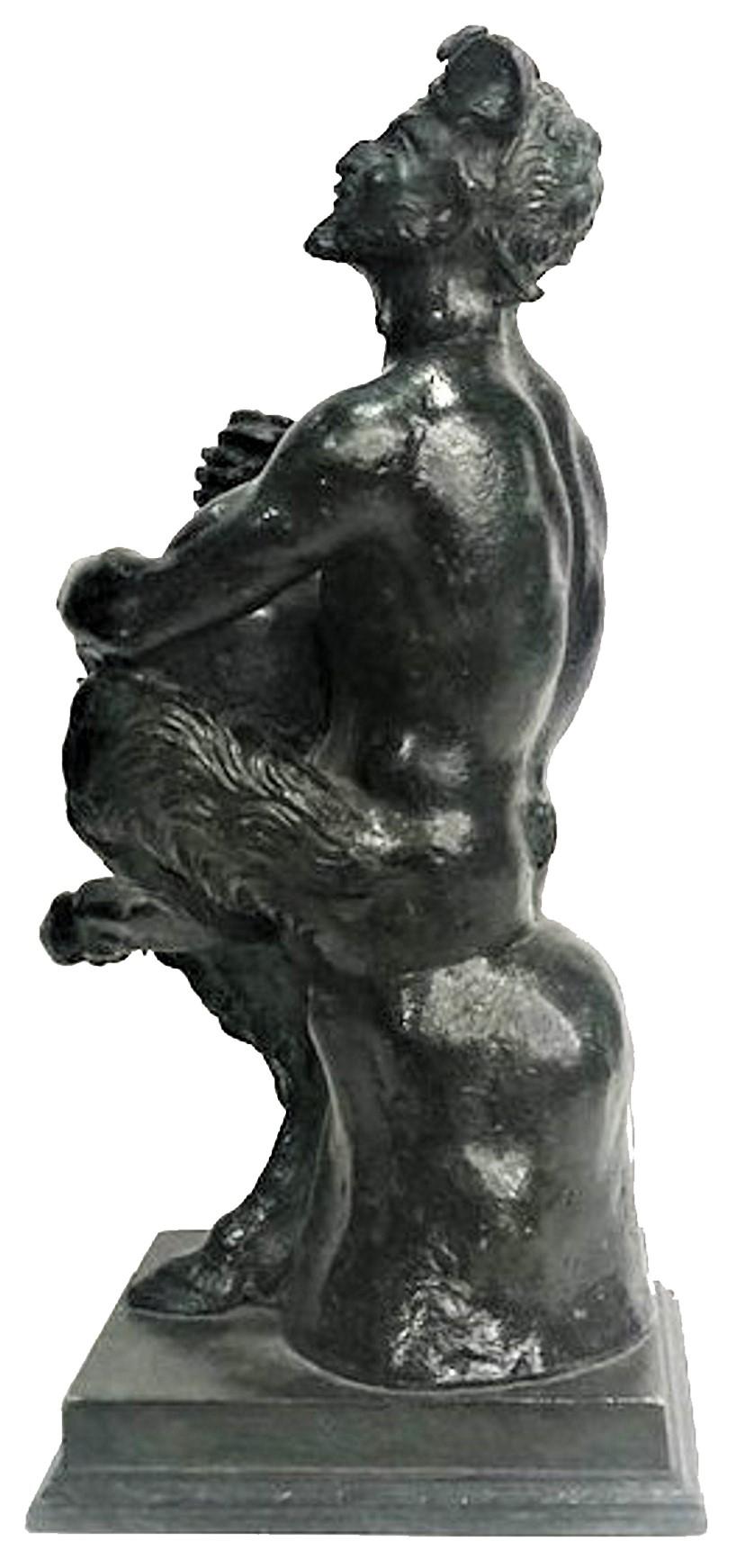 Late 19th Century Continental Antique Patinated Bronze Sculpture of Drunken Satyr, Late XIX C. For Sale
