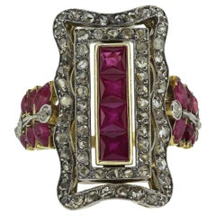 Continental Antique Ruby and Diamond Dress Ring